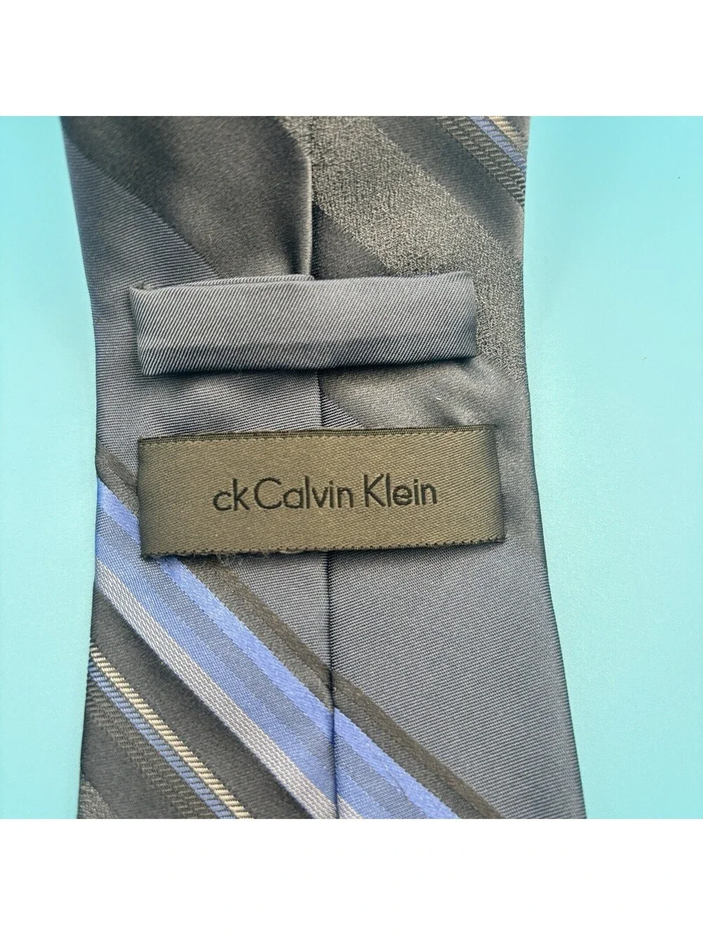 Calvin Klein Tie Multicolor Diagonal Stripes 100 % Silk